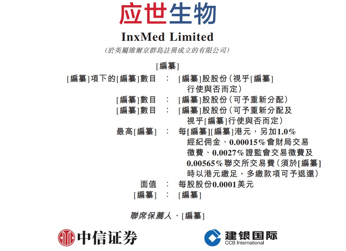 新股消息 | 应世生物递表港交所 致力于改进目前疗效有限的肿瘤治疗方案