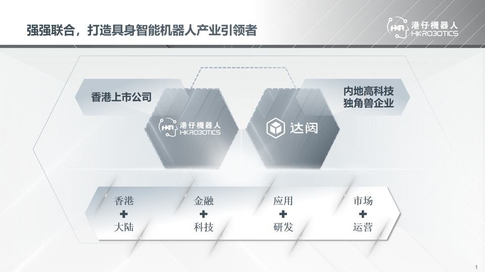 港仔机器人（00370）获达闼近2000项具身智能知识产权及专利独家授权，共同开启人型机器人香港本地制造新纪元